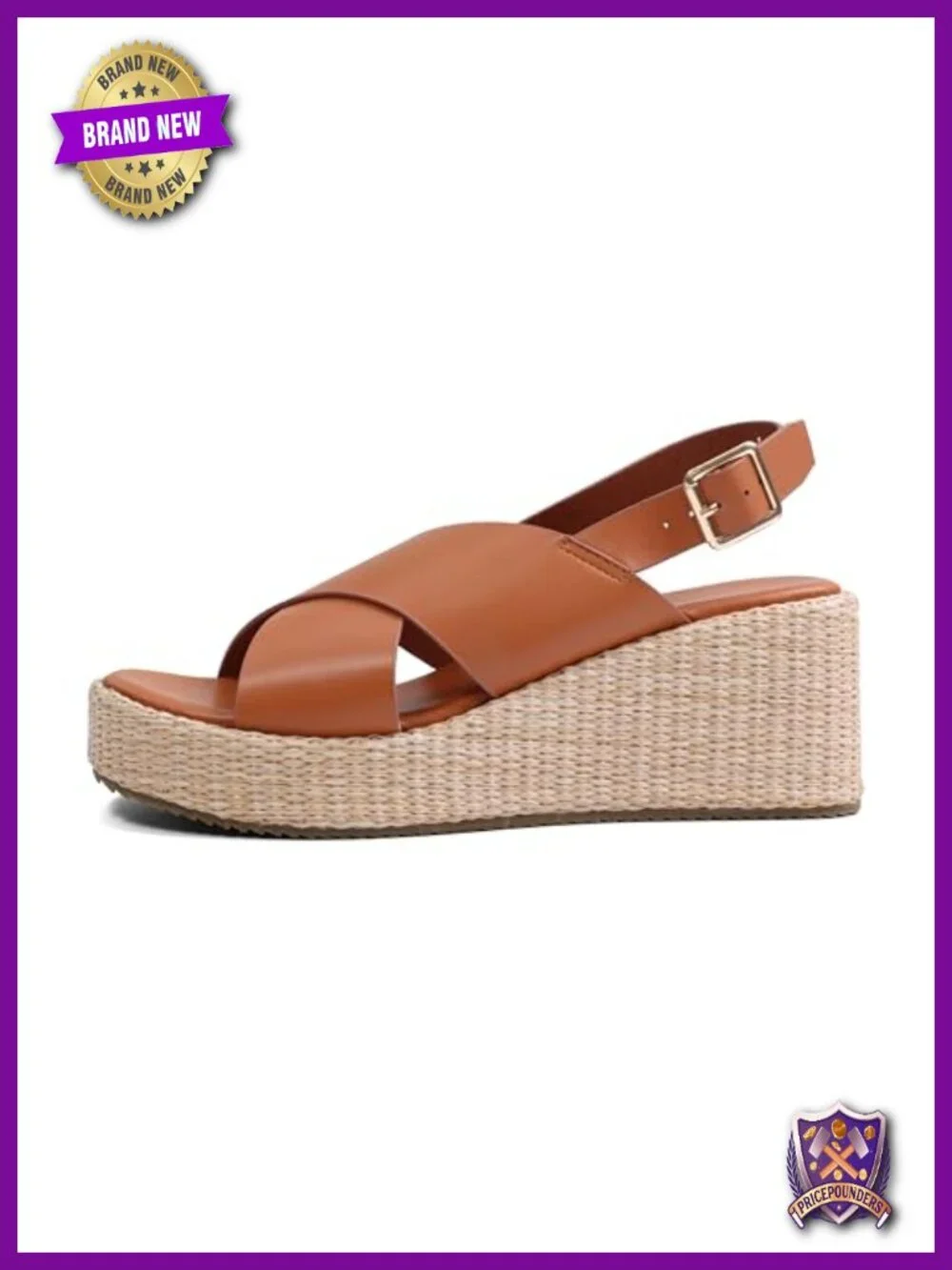 Women's Open Toe Espadrille Wedge Sandals with Ankle Strap and Buckle